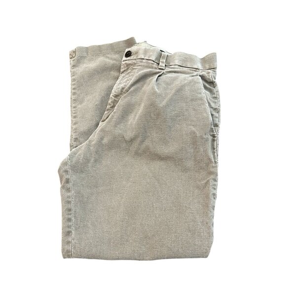 Banana Republic Traveler Pant Mens 34S Tan Moleskin Pleat Relaxed Taper Fit - Picture 1 of 9